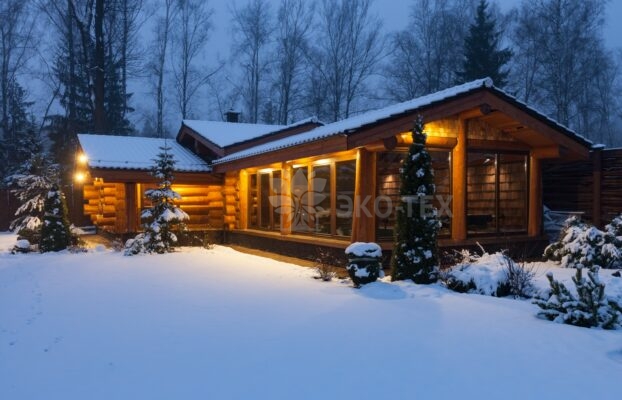 Построенный проект бани из рубленного бревна