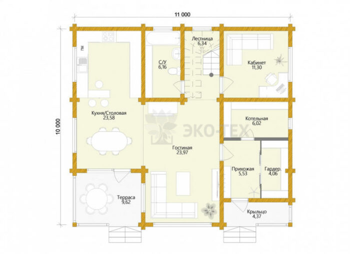Проект дома Мюнхен клееный брус планировка