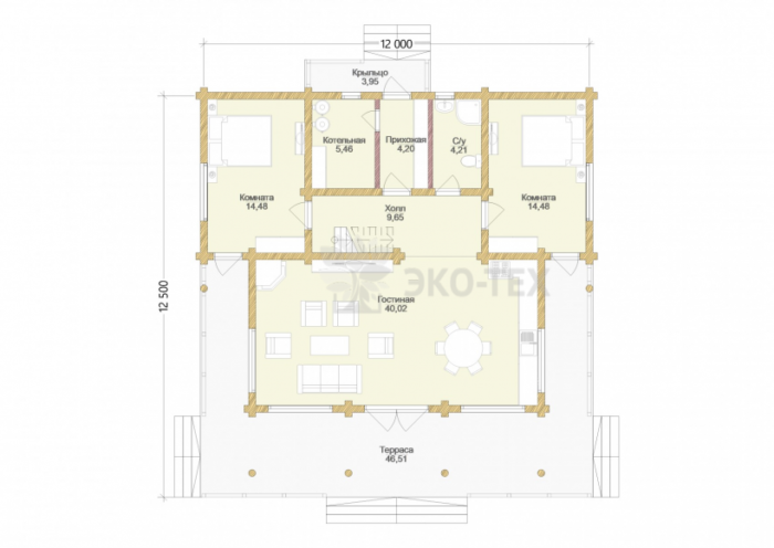 Проект дома Сосновый Бор оцилиндрованное бревно планировка