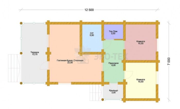 Проект дома Алабино оцилиндрованное бревно