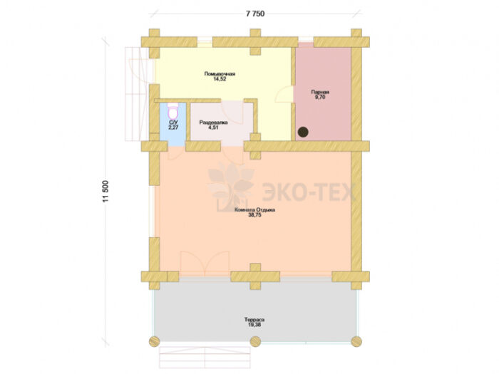 Проект бани Душица оцилиндрованное бревно