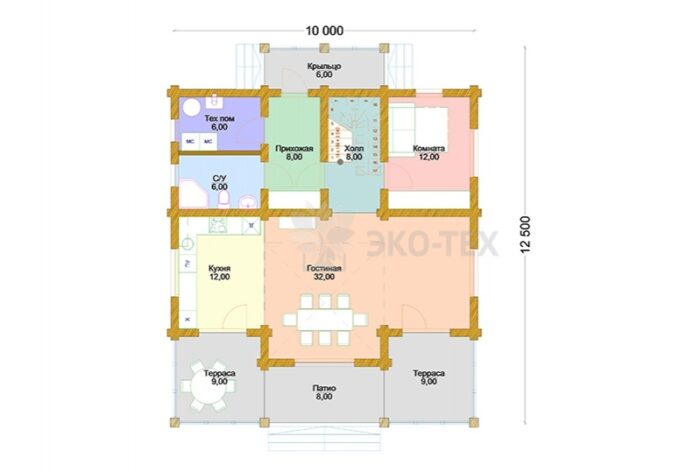 Проект дома Енисей оцилиндрованное