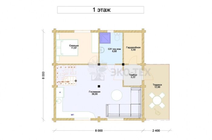 Проект дома Эсквайр Мини клееный брус