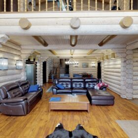 Фото дом из оцилиндрованного бревна по проекту дуб