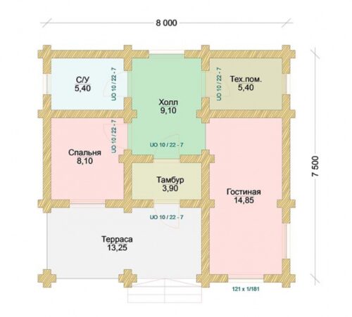 Проект дома Гостевой домик оцилиндрованное бревно