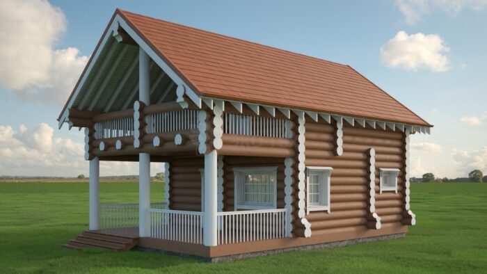 Проект бани Идиллия оцилиндрованное бревно