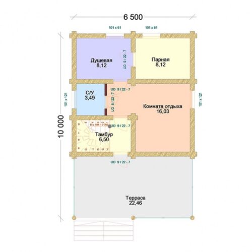 Проект бани Идиллия оцилиндрованное бревно