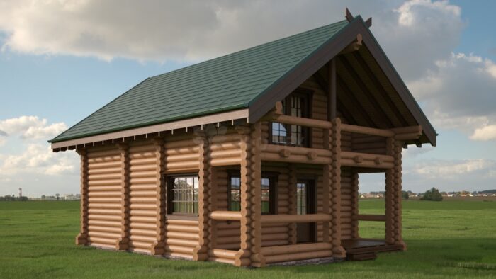 Проект бани Каури оцилиндрованное бревно