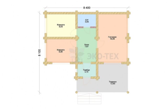 Проект дома Клен оцилиндрованное бревно