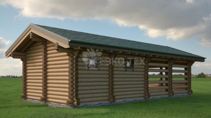 Проект бани Пелагея оцилиндрованное бревно