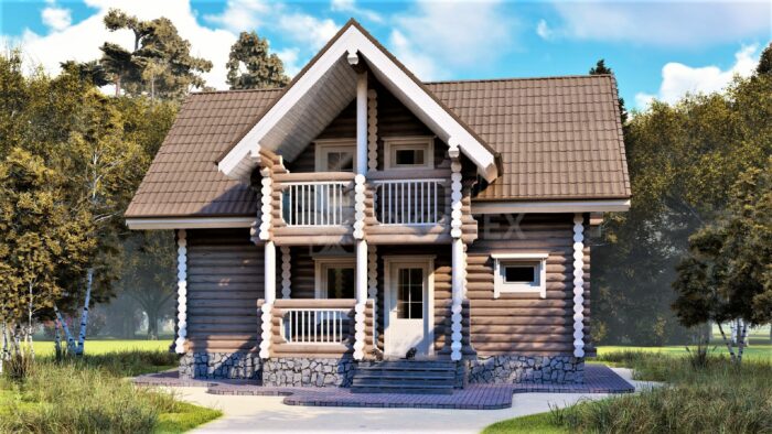 Проект дома Переделкино оцилиндрованное бревно