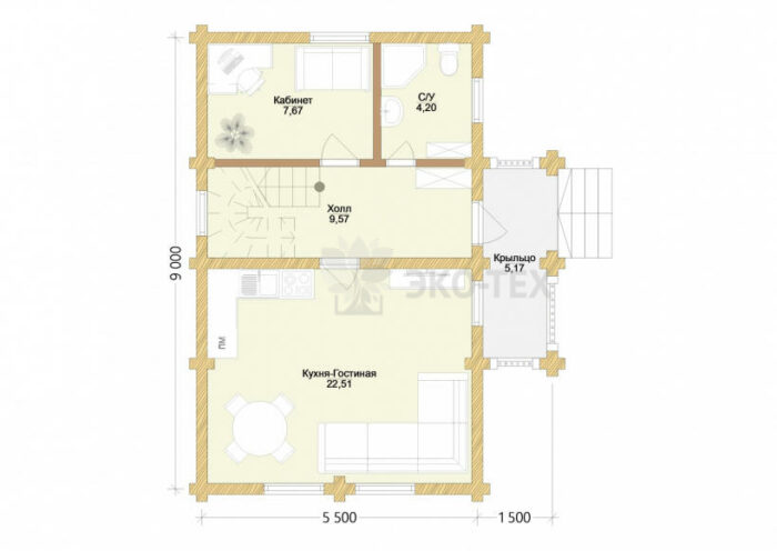 Проект дома Переделкино оцилиндрованное бревно панировка