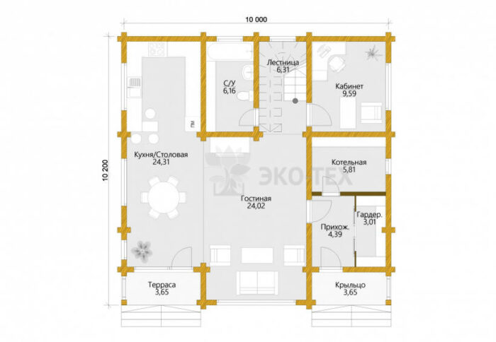 Проект дома Вена клееный брус планировка