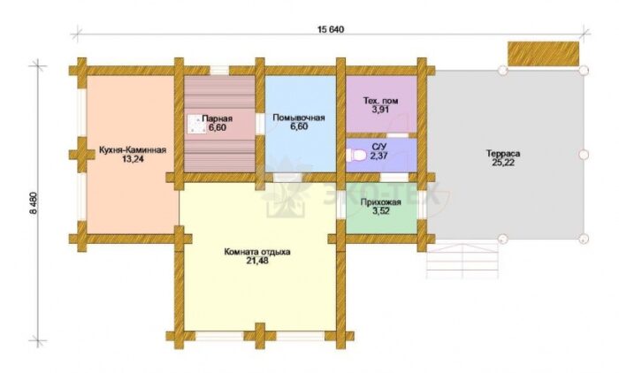 Проект бани Аделаида оцилиндрованное бревно