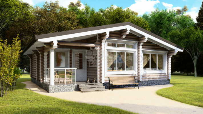 Проект дома Домик в Деревне оцилиндрованное бревно