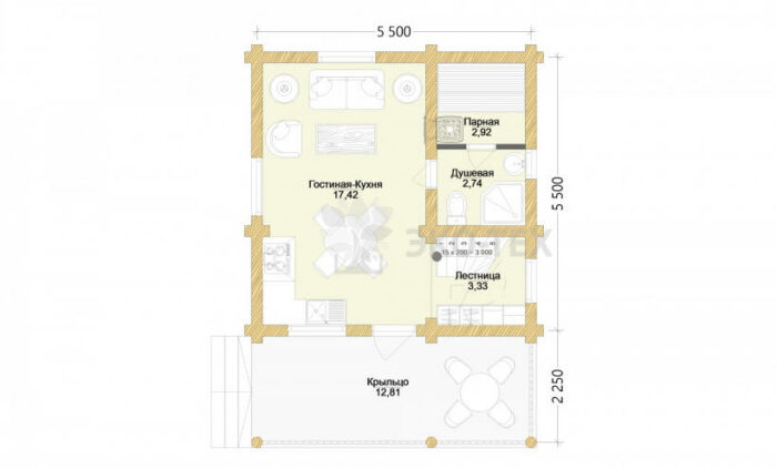 Проект дома Дубовая роща оцилиндрованное бревно