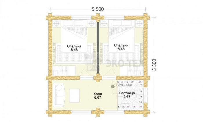 Проект дома Дубовая роща оцилиндрованное бревно