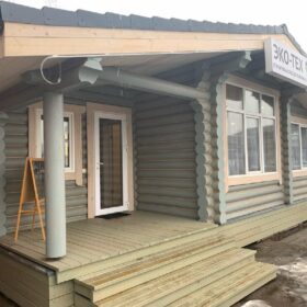 Выставка деревянных домов Эко-Тех — МКАД 65 км. фото ТЦ «Синдика»