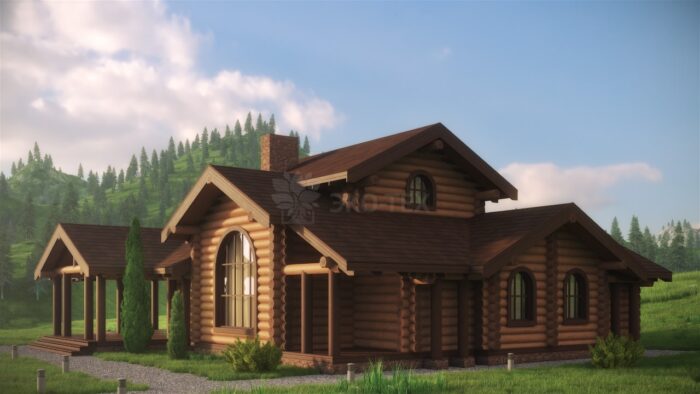 Проект бани Эталон оцилиндрованное бревно