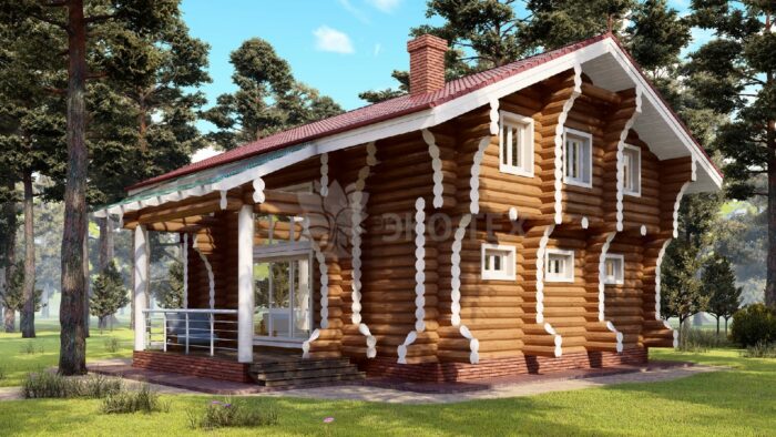 Проект дома Фьорд оцилиндрованное бревно