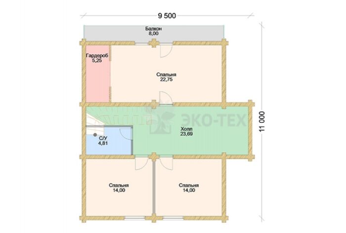 Проект дома Флинт Стандарт оцилиндрованное бревно планировка