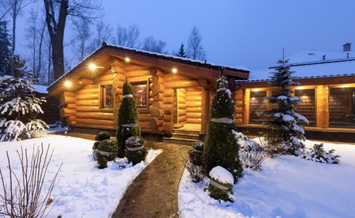 Фото баня с бассейном из рубленных бревен большого диаметра по проекту 