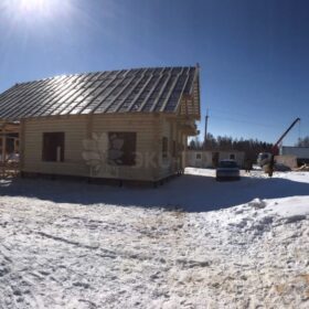 Фото дома и бани из оцилиндрованного бревна