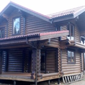 Фото дома и бани из оцилиндрованного бревна