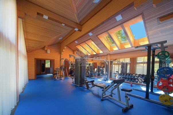 Фото дом с бассейном и спортзалом из клееного бруса