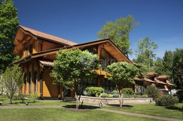 Фото дом с бассейном и спортзалом из клееного бруса