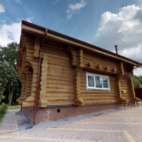 Фото дом из оцилиндрованного бревна по проекту фьорд