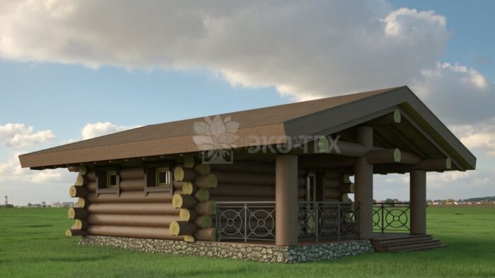 Проект бани Кантри оцилиндрованное бревно