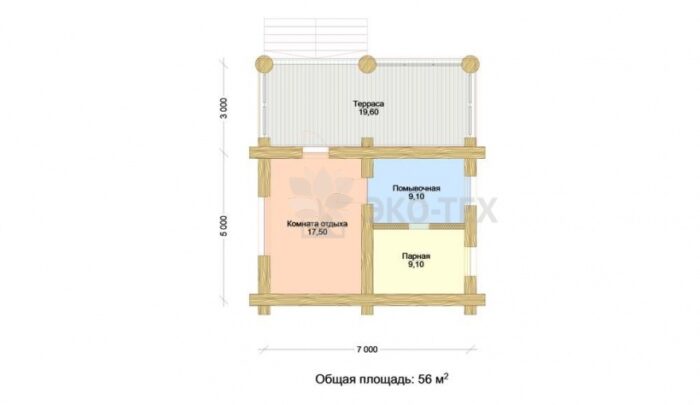 Проект бани Кантри оцилиндрованное бревно