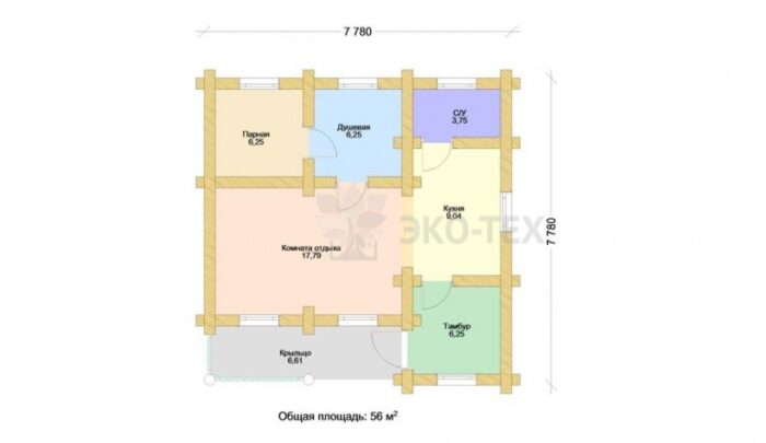 Проект бани Легкий пар оцилиндрованное бревно
