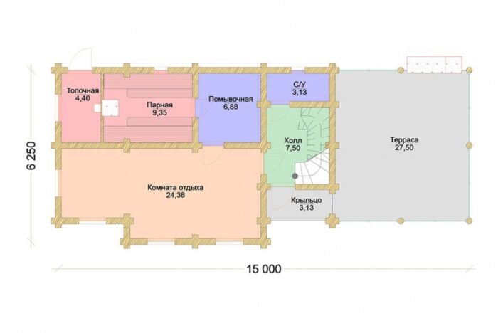 Проект бани Нарва оцилиндрованное бревно