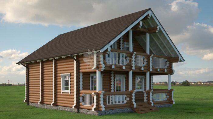 Проект дома Подмосковная сказка-1 оцилиндрованное бревно
