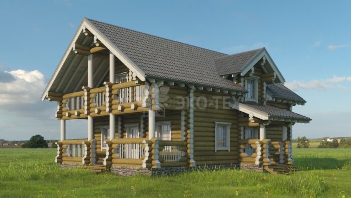 Проект дома Подмосковная сказка-2 оцилиндрованное бревно