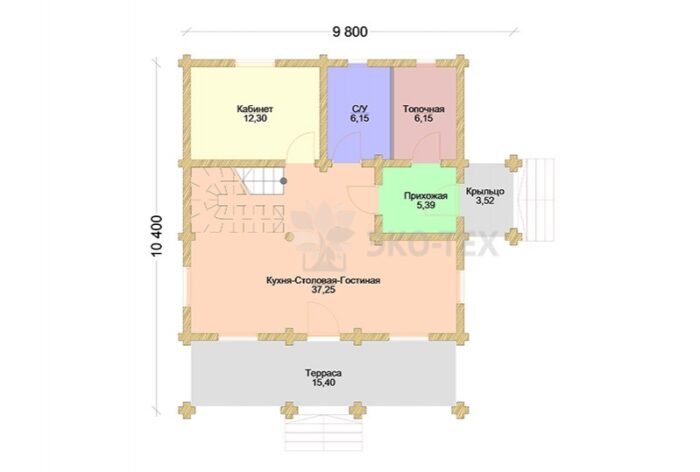 Проект дома ПСК-1 Стандарт оцилиндрованное бревно планировка