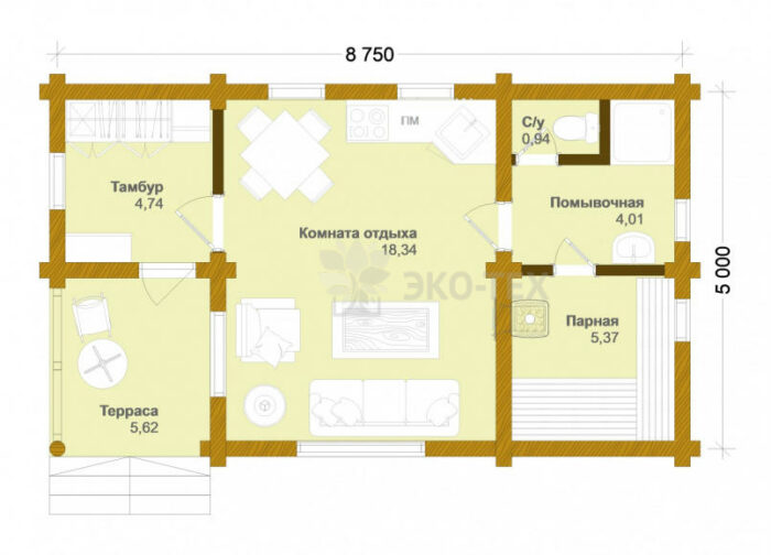 Проект дома Румянцево оцилиндрованное бревно