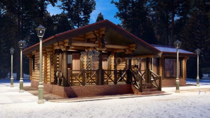 Проект бани Шишкин лес оцилиндрованное бревно