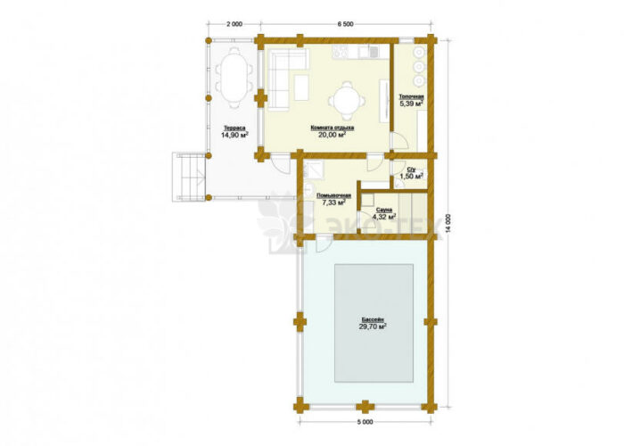 Проект бани Шишкин лес оцилиндрованное бревно планировка