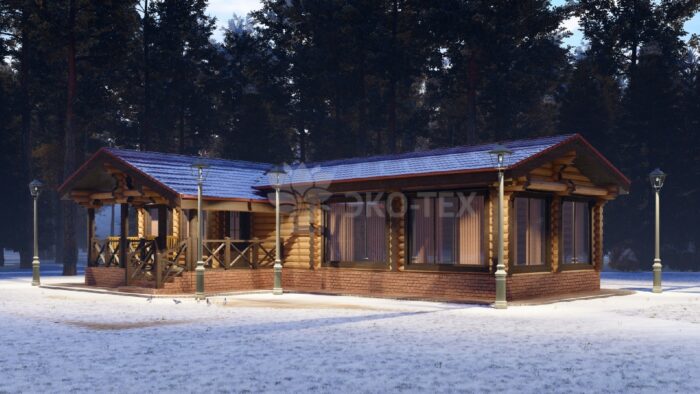 Проект бани Шишкин лес оцилиндрованное бревно