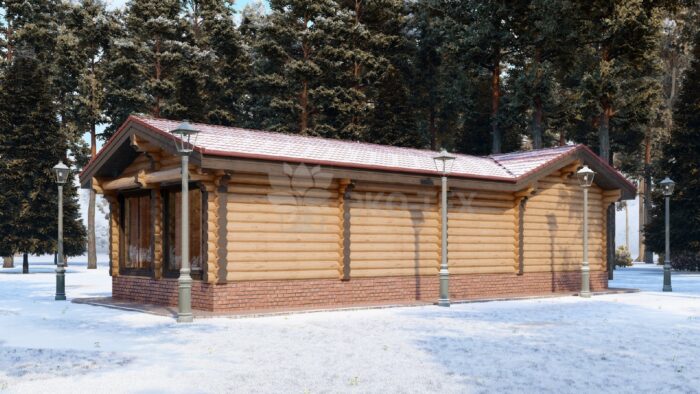 Проект бани Шишкин лес оцилиндрованное бревно