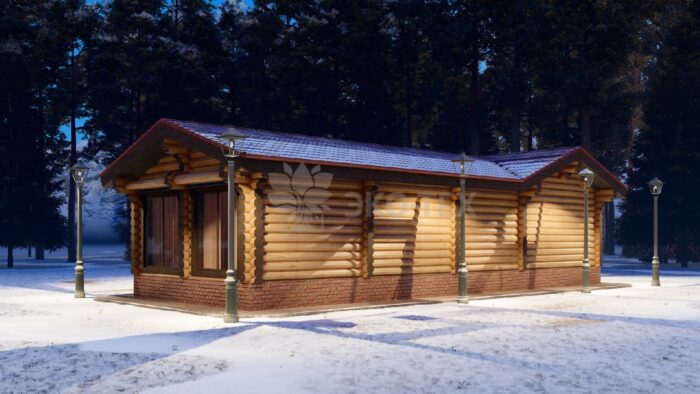 Проект бани Шишкин лес оцилиндрованное бревно