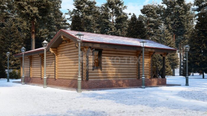 Проект бани Шишкин лес оцилиндрованное бревно