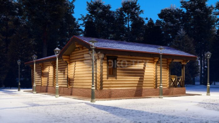 Проект бани Шишкин лес оцилиндрованное бревно