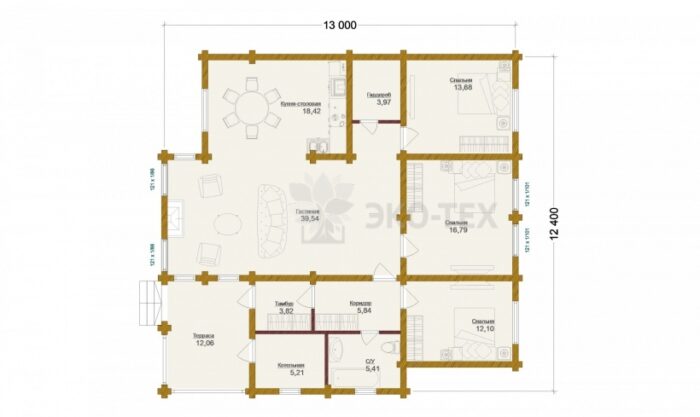 Проект дома Сокол оцилиндрованное бревно планировка