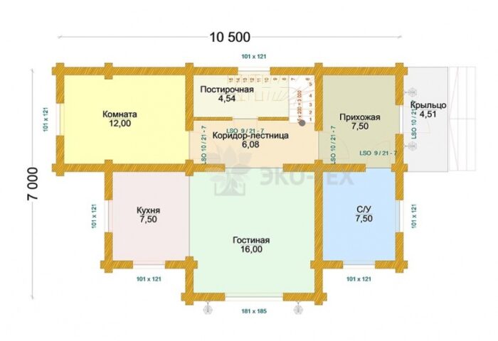 Проект дома Терем оцилиндрованное