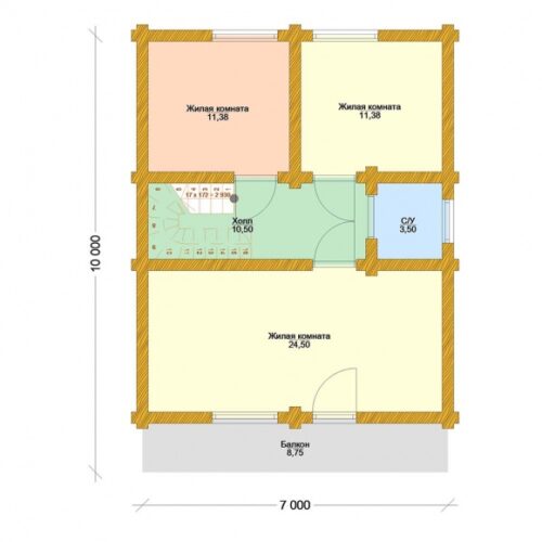 Проект дома Заречье оцилиндрованное бревно планировка