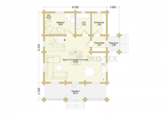 Проект дома Звенигород оцилиндрованное бревно планировка